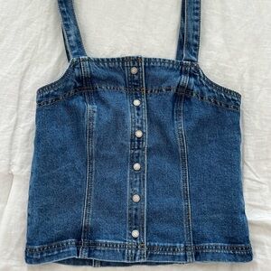 BRANDY MELVILLE Denim Button-Up Tank Top